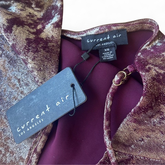 Burgundy Champagne Metallic Pink Burnt Velvet Maxi Slip Spaghetti Straps NWT - Picture 10 of 10